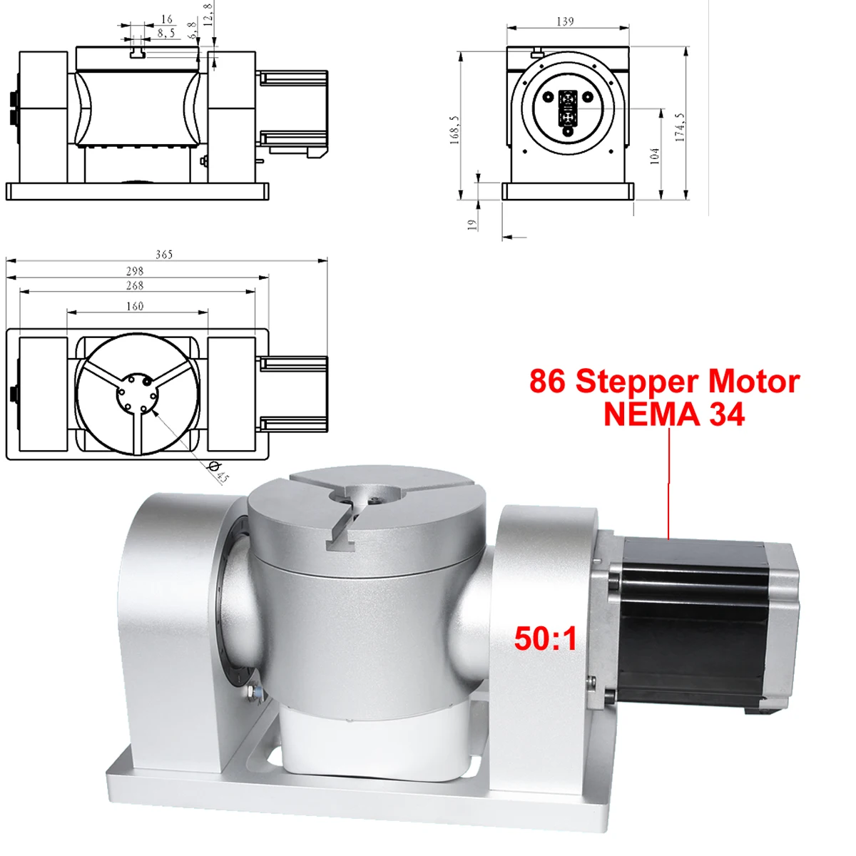 Harmonic Drive Reducer CNC 4th 5th A C Axis Rotary Axis Speed Reducing Ratio 50:1 NEMA34 86 Stepper Motor for Milling Machine
Harmonic Drive Reducer CNC 4th 5th A C Axis Rotary Axis Speed Reducing Ratio 50:1 NEMA34 86 Stepper Motor for Milling Machine