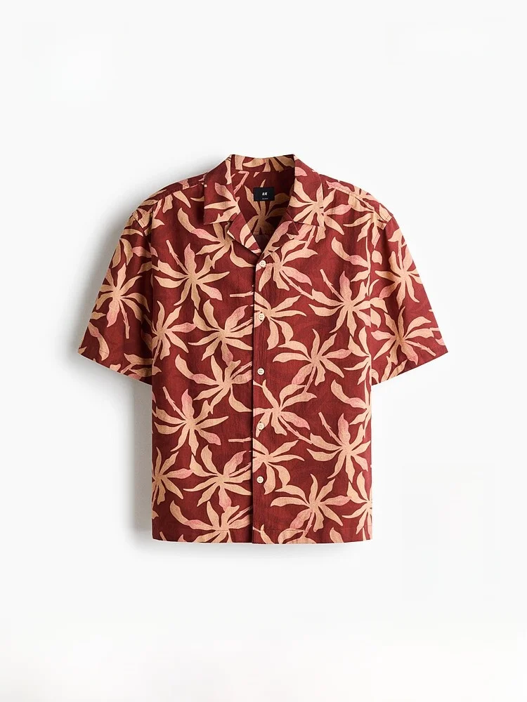 H&M Men's Casual Cotton Cuban Collar Shirt Summer New Style Standard Fit Printed Button Short Sleeve Open Cardigan
H&M Men's Casual Cotton Cuban Collar Shirt Summer New Style Standard Fit Printed Button Short Sleeve Open Cardigan