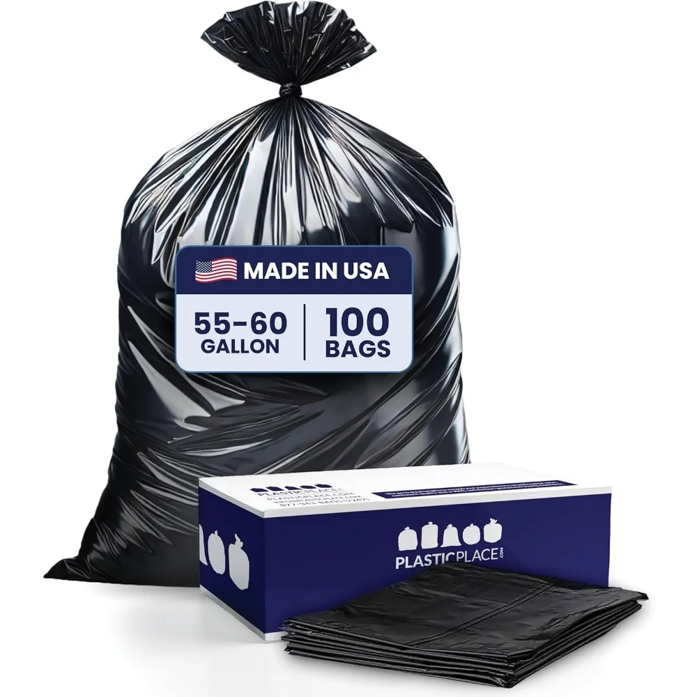 Heavy Duty 55-60 Gallon Trash Bags, 1.2 Mil Tear-Resistant Garbage Bags for Construction and Yard Waste, 38” x 58” (100 Count)
Heavy Duty 55-60 Gallon Trash Bags, 1.2 Mil Tear-Resistant Garbage Bags for Construction and Yard Waste, 38” x 58” (100 Count)