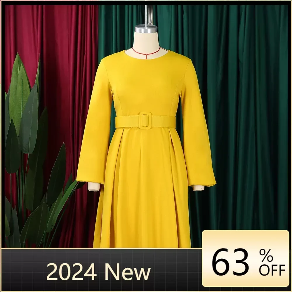 Autumn Elegant A-line Dress Women's Round neck Long Sleeved Fashion Commuter Office Solid Party Dress Women
Autumn Elegant A-line Dress Women's Round neck Long Sleeved Fashion Commuter Office Solid Party Dress Women