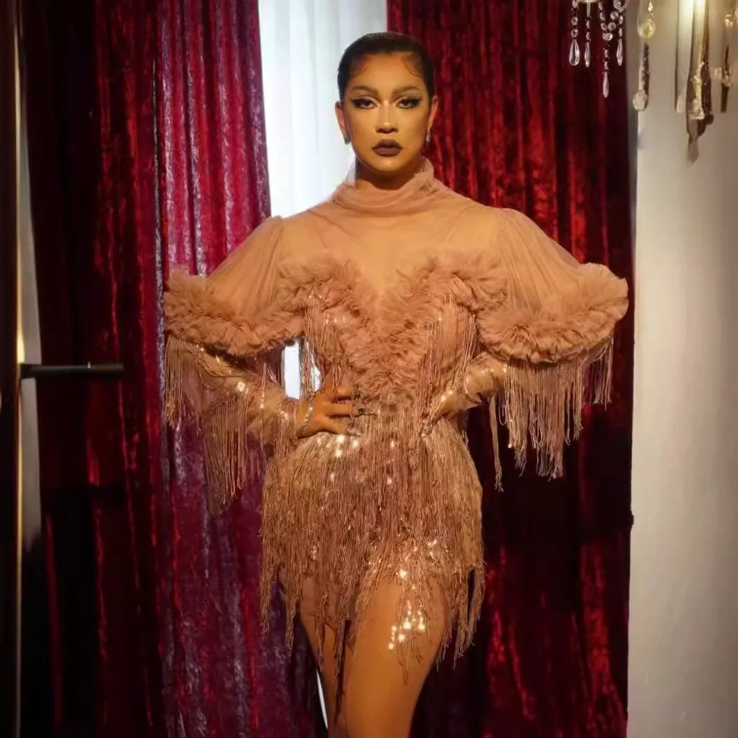 Performance Stage Heavy Industry Tassel Sequin Mesh Stretch Dress Fashion Skirt Vestido Gala Luxo Elegant Dress Luxury For Event
Performance Stage Heavy Industry Tassel Sequin Mesh Stretch Dress Fashion Skirt Vestido Gala Luxo Elegant Dress Luxury For Event