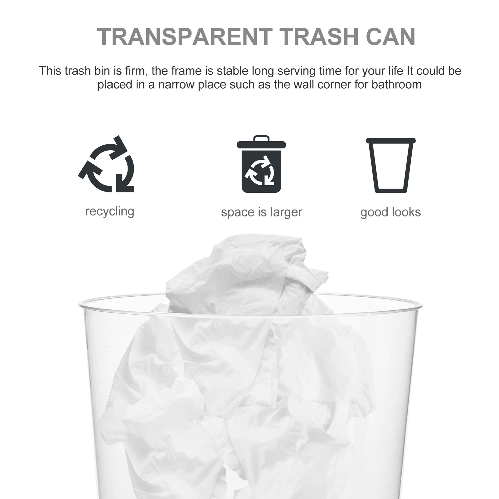 Clear 10L Trash Can Household Plastic Waste Basket For Office Bathroom Desktop Debris Storage Bin Transparent Garbage
Clear 10L Trash Can Household Plastic Waste Basket For Office Bathroom Desktop Debris Storage Bin Transparent Garbage