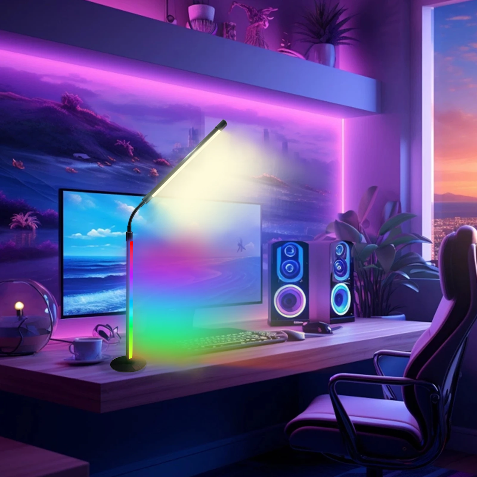 Светодиодный светильник RGB для синхронизации музыки, настольная лампа RGB и ночник, игровое освещение, окружающее освещение, игровое оборудование, настольные аксессуары 
Светодиодный светильник RGB для синхронизации музыки, настольная лампа RGB и ночник, игровое освещение, окружающее освещение, игровое оборудование, настольные аксессуары