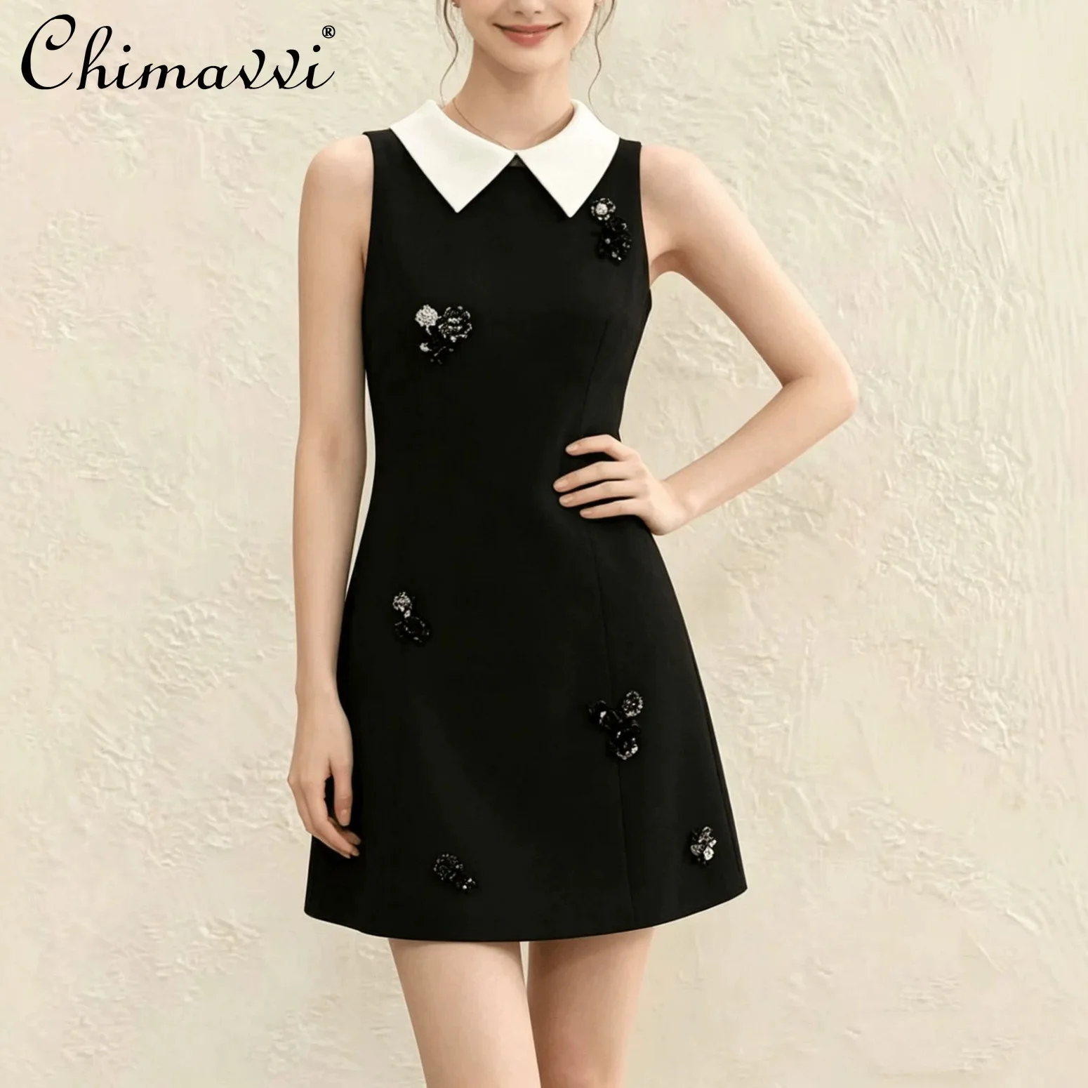 2026 Summer French Elegant Socialite Birthday Party Dresses Sleeveless 3D Bead Flower High Waist A-line Black Dress for Women
2026 Summer French Elegant Socialite Birthday Party Dresses Sleeveless 3D Bead Flower High Waist A-line Black Dress for Women