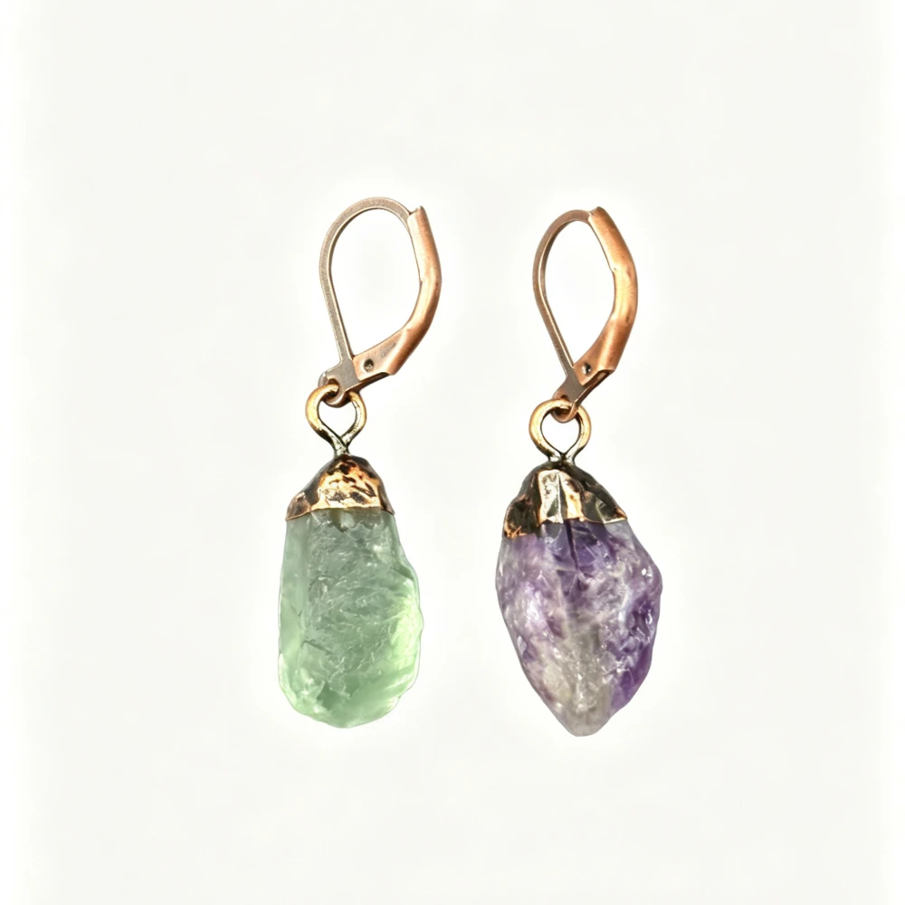 YEEVAA Asymmetrical Raw Fluorite & Amethyst Hoop Earrings, Natural Crystal Dangle Earrings for Women Boho Fashion Jewelry
YEEVAA Asymmetrical Raw Fluorite & Amethyst Hoop Earrings, Natural Crystal Dangle Earrings for Women Boho Fashion Jewelry