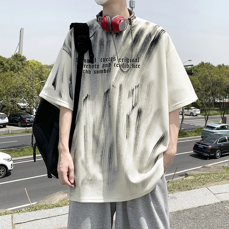 Ink-splashed Printed Short-sleeved T-shirt Men's New Summer Cool Loose Casual Letter T Shirts Round Neck Daily Tops Tees
Ink-splashed Printed Short-sleeved T-shirt Men's New Summer Cool Loose Casual Letter T Shirts Round Neck Daily Tops Tees