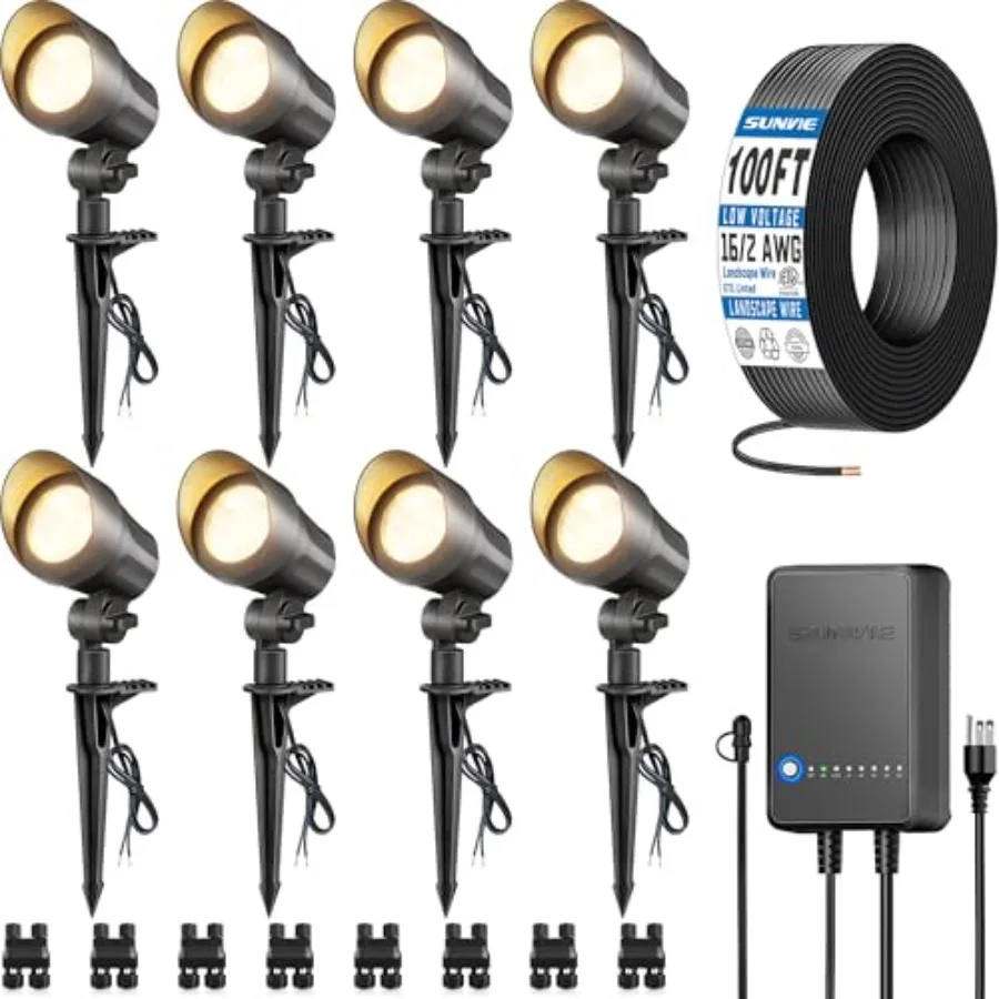 All-in-One Low Voltage Landscape Lighting Kit, 6W Landscape Lights Wired Aluminum 3000K with Transformer 100FT Wire, 12-24V Wat
All-in-One Low Voltage Landscape Lighting Kit, 6W Landscape Lights Wired Aluminum 3000K with Transformer 100FT Wire, 12-24V Wat