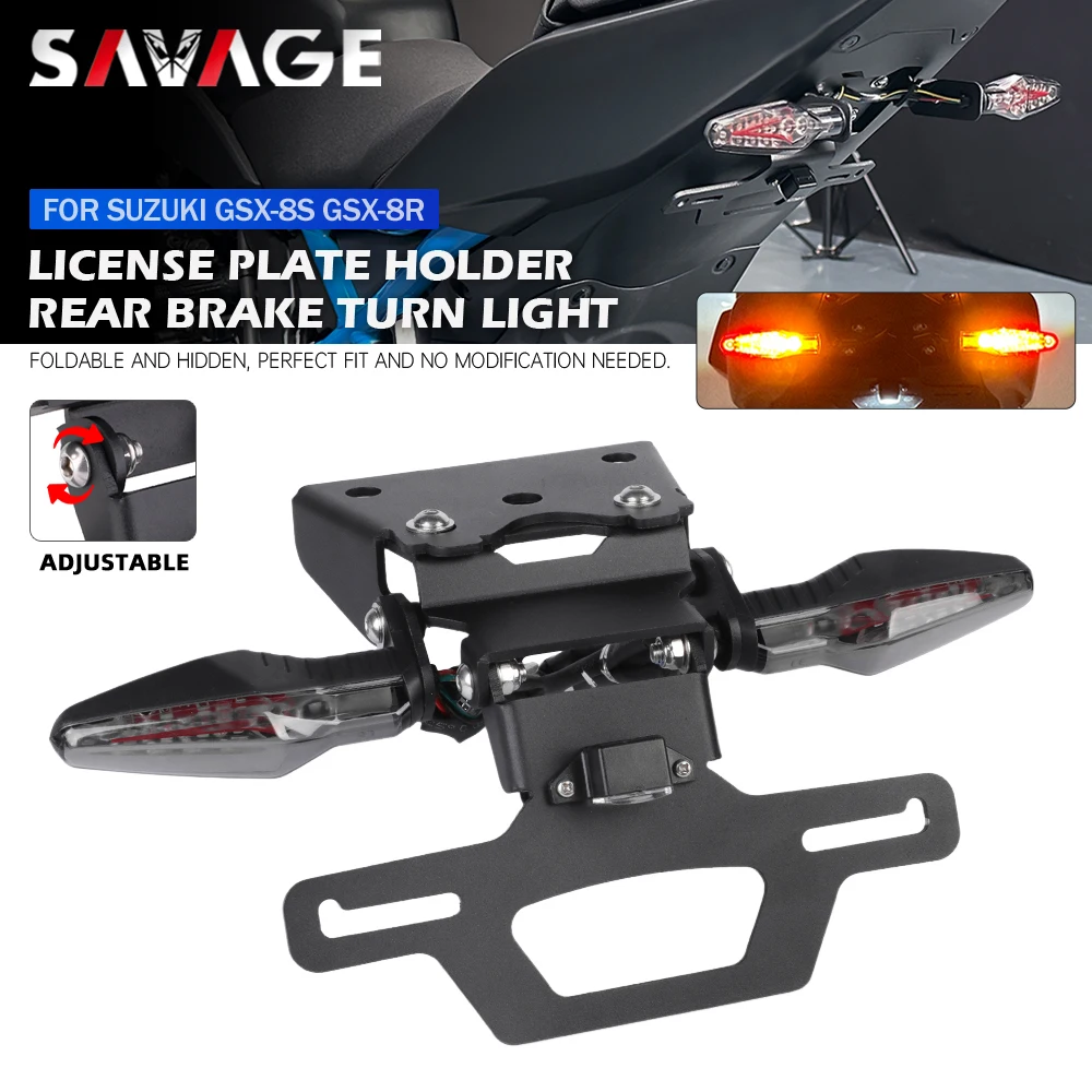 GSX8S GSX8R Foldable License Plate Holder For SUZUKI GSX-8S 8R Motorcycle Fender Eliminator Tail Bracket LED Flasher Brake Light
GSX8S GSX8R Foldable License Plate Holder For SUZUKI GSX-8S 8R Motorcycle Fender Eliminator Tail Bracket LED Flasher Brake Light