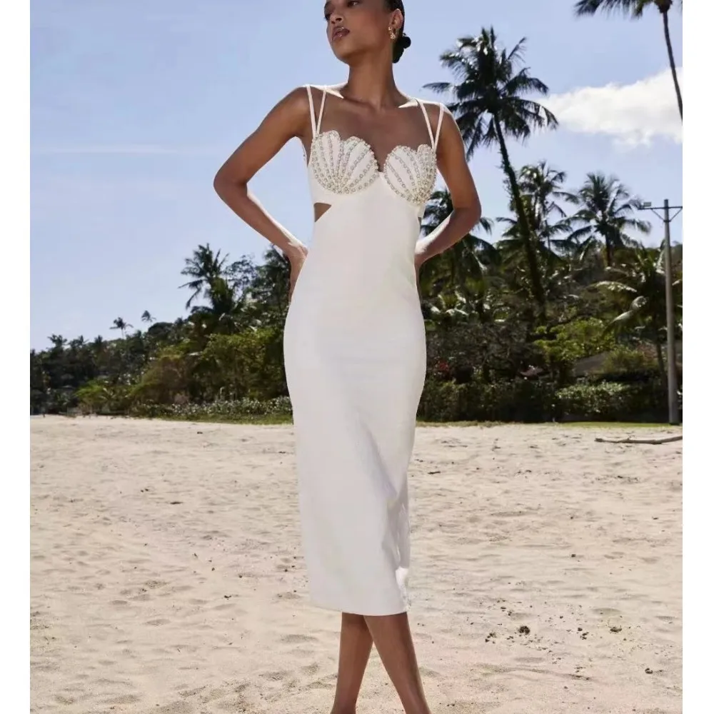 Elegant Ladies Summer White Sexy Sleeveless Design Long Bandage Dress 2023 Elegant Chest Diamond Celebrity Club Dress
Elegant Ladies Summer White Sexy Sleeveless Design Long Bandage Dress 2023 Elegant Chest Diamond Celebrity Club Dress