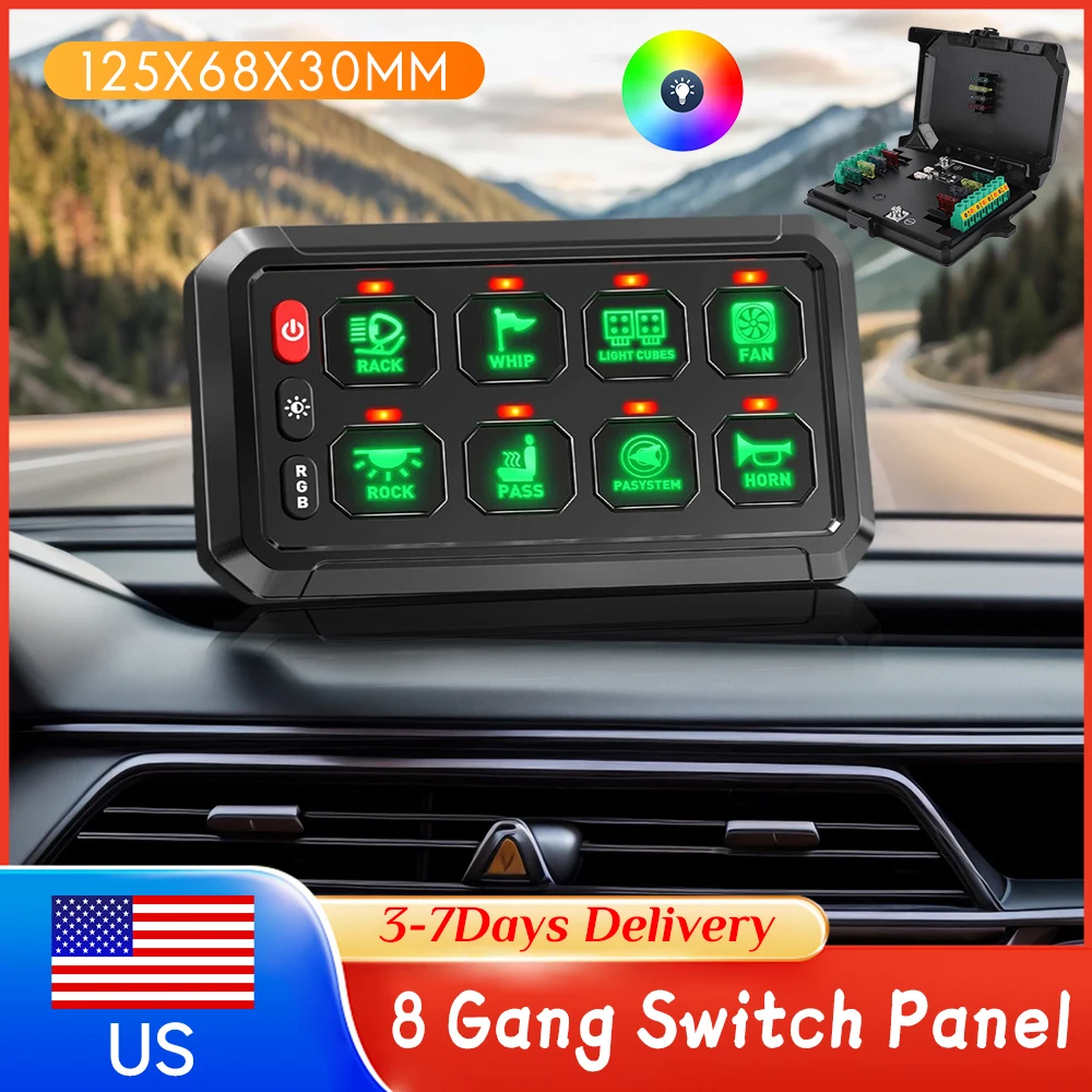 12V 8 Gang LED Car Switch Panel RGB Dimmable On-Off Circuit Control Relay System for Car Boat RV ATV SUV UTV Marine Vehicle New
12V 8 Gang LED Car Switch Panel RGB Dimmable On-Off Circuit Control Relay System for Car Boat RV ATV SUV UTV Marine Vehicle New