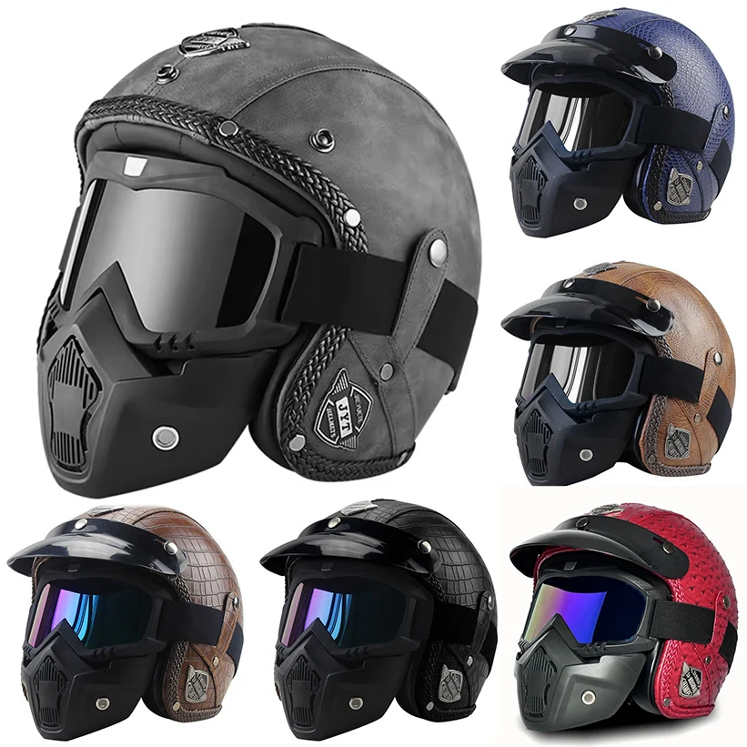 Retro Helmet Motorcycle Open Face Helmets PU Leather Casco Moto Helmet Vintage Capacete De Moto Motorcycle Equipments ECE DOT
Retro Helmet Motorcycle Open Face Helmets PU Leather Casco Moto Helmet Vintage Capacete De Moto Motorcycle Equipments ECE DOT