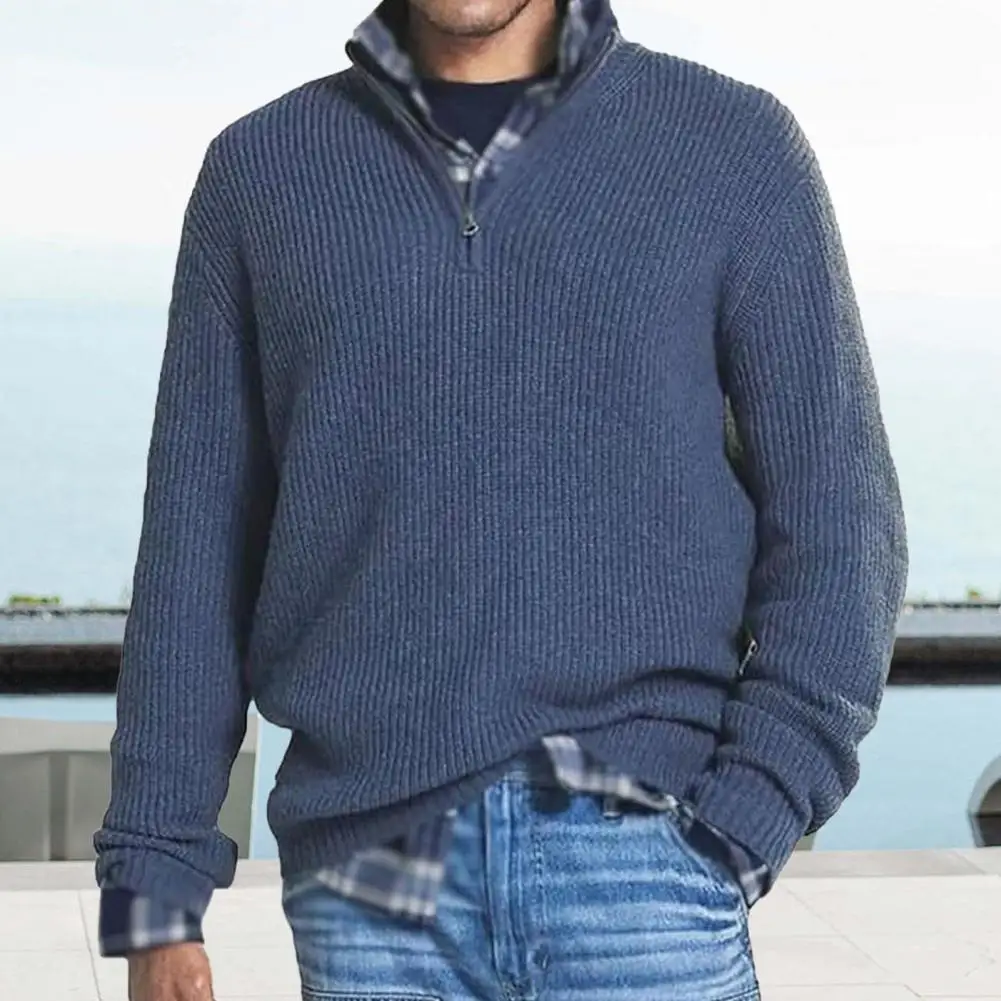 Zipper Neckline Sweater Autumn Winter Men Sweater Plaid Print Men's Sweater with High Collar Thick Knitted for Fall for Daily
Zipper Neckline Sweater Autumn Winter Men Sweater Plaid Print Men's Sweater with High Collar Thick Knitted for Fall for Daily