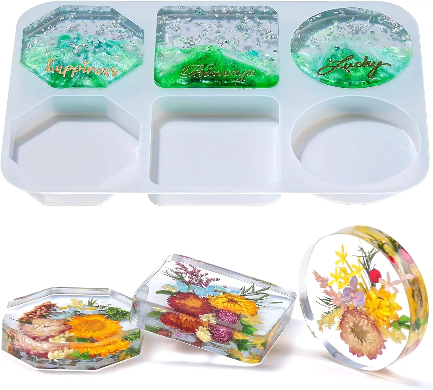 Extra Deep Coaster Molds - 6 Cavity Round/Square/Octagon Silicone for Epoxy Resin, Flower Preservation, DIY Art
Extra Deep Coaster Molds - 6 Cavity Round/Square/Octagon Silicone for Epoxy Resin, Flower Preservation, DIY Art