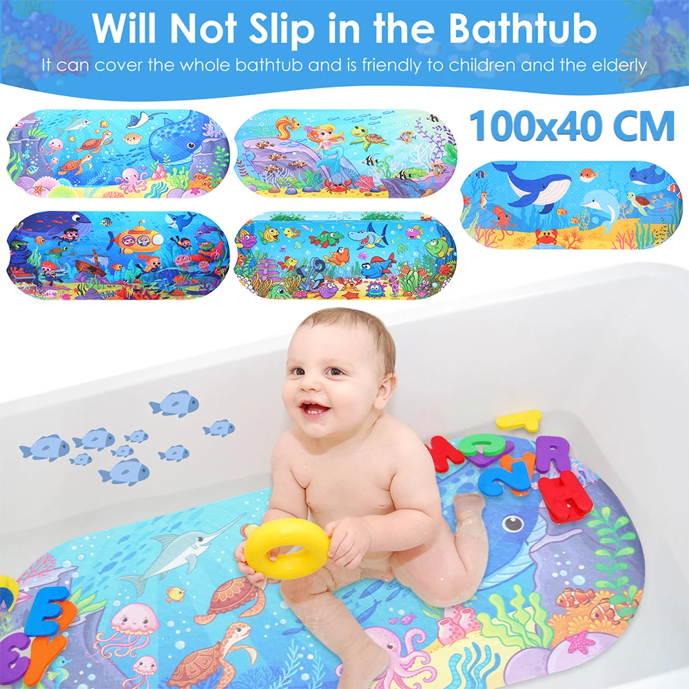 Детский коврик для ванной из ПВХ, противоскользящий, с присосками, 40x16 дюймов, милый коврик для ванны, многоразовый коврик для ванной комнаты, коврик для душа
Детский коврик для ванной из ПВХ, противоскользящий, с присосками, 40x16 дюймов, милый коврик для ванны, многоразовый коврик для ванной комнаты, коврик для душа