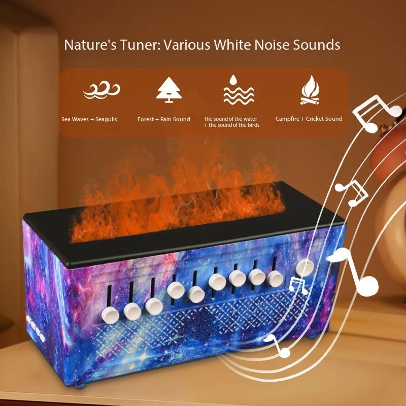 Диффузная имитация эфирного масла, увлажнитель воздуха с пламенем, Bluetooth-динамик с 8 натуральными звуками, регулируемый белый шум, музыкальный Playe
Диффузная имитация эфирного масла, увлажнитель воздуха с пламенем, Bluetooth-динамик с 8 натуральными звуками, регулируемый белый шум, музыкальный Playe