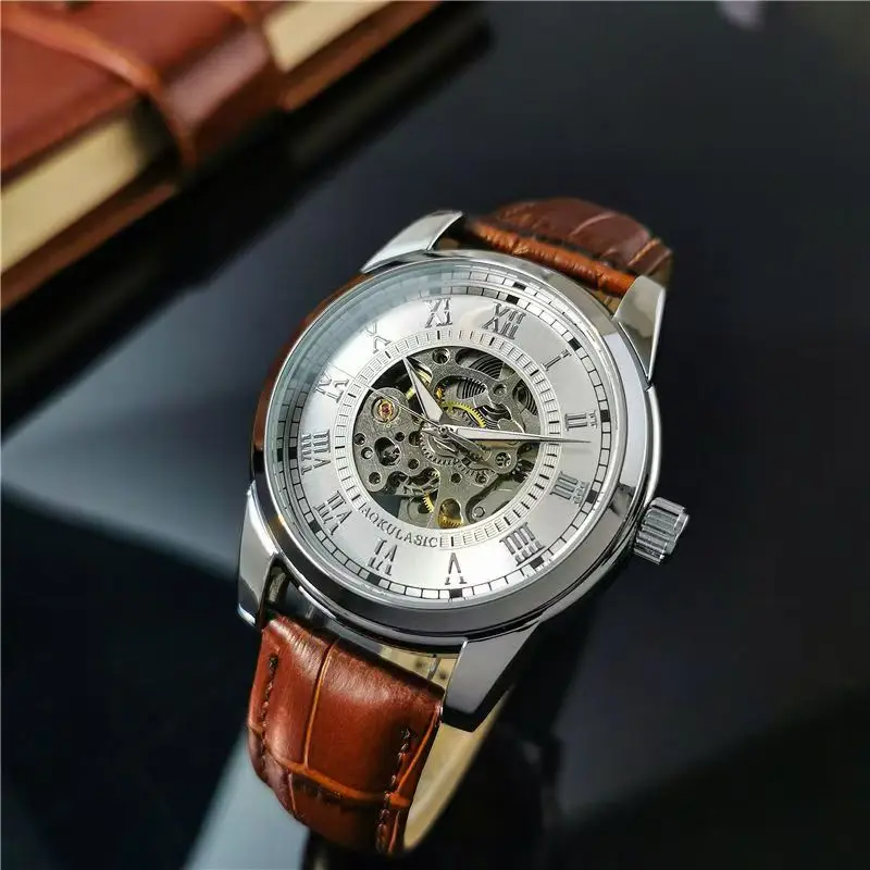Elegant Men's Automatic Mechanical Watch with Skeleton Design - Leather Strap, Roman Numeral Dial, Automatic Movement, Perfect for Business and Casual Wear, Ideal Gift for Young Men, Business Casual Men's Watch | Skeleton Watch with Hollow Design | Durabl
Elegant Men's Automatic Mechanical Watch with Skeleton Design - Leather Strap, Roman Numeral Dial, Automatic Movement, Perfect for Business and Casual Wear, Ideal Gift for Young Men, Business Casual Men's Watch | Skeleton Watch with Hollow Design | Durabl