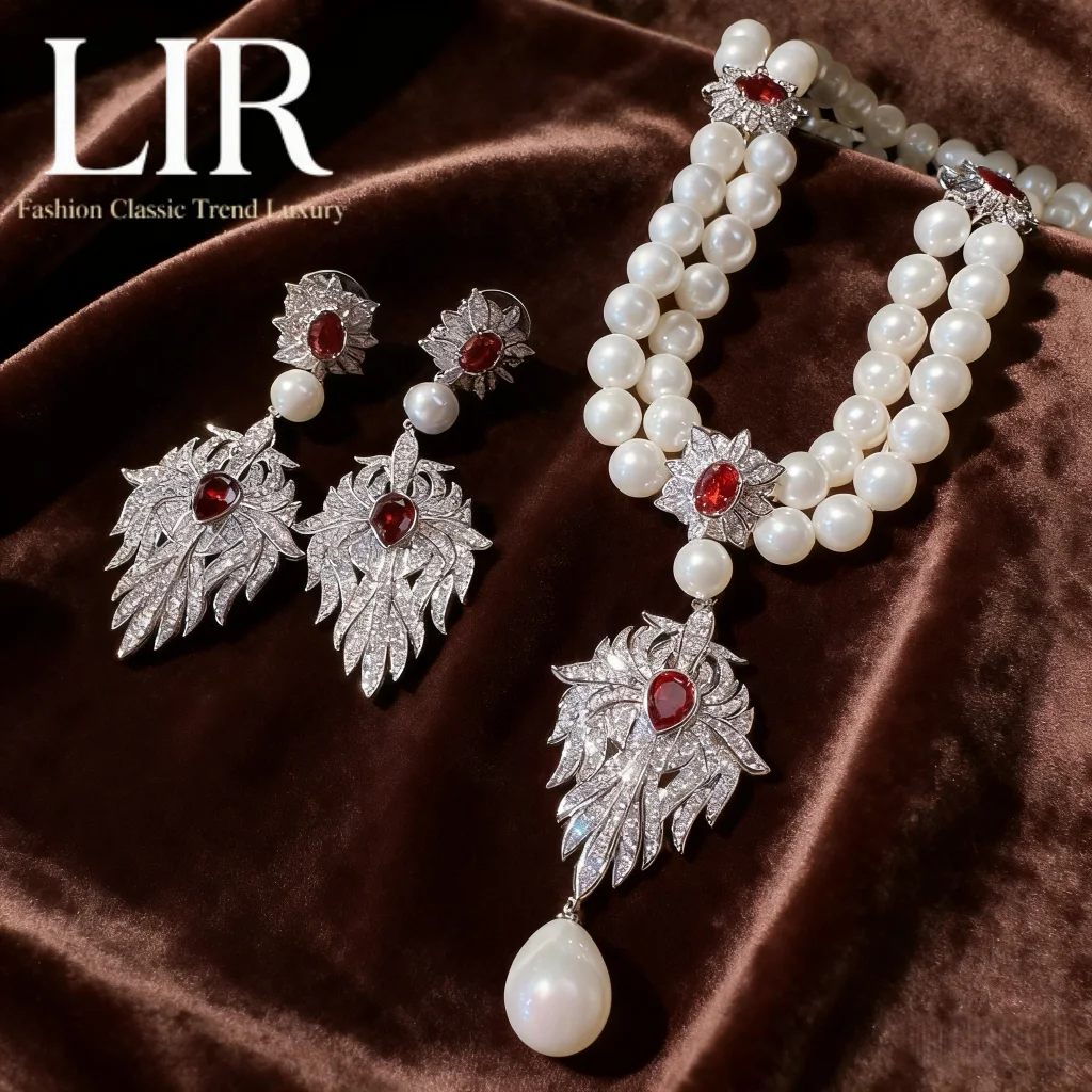 LIR Women's Custom Jewelry Set: Mermaid Bubble Firework Drop Gem Pearl Necklace & Tahitian Shell Pearl Honeycomb Zircon Earrings
LIR Women's Custom Jewelry Set: Mermaid Bubble Firework Drop Gem Pearl Necklace & Tahitian Shell Pearl Honeycomb Zircon Earrings