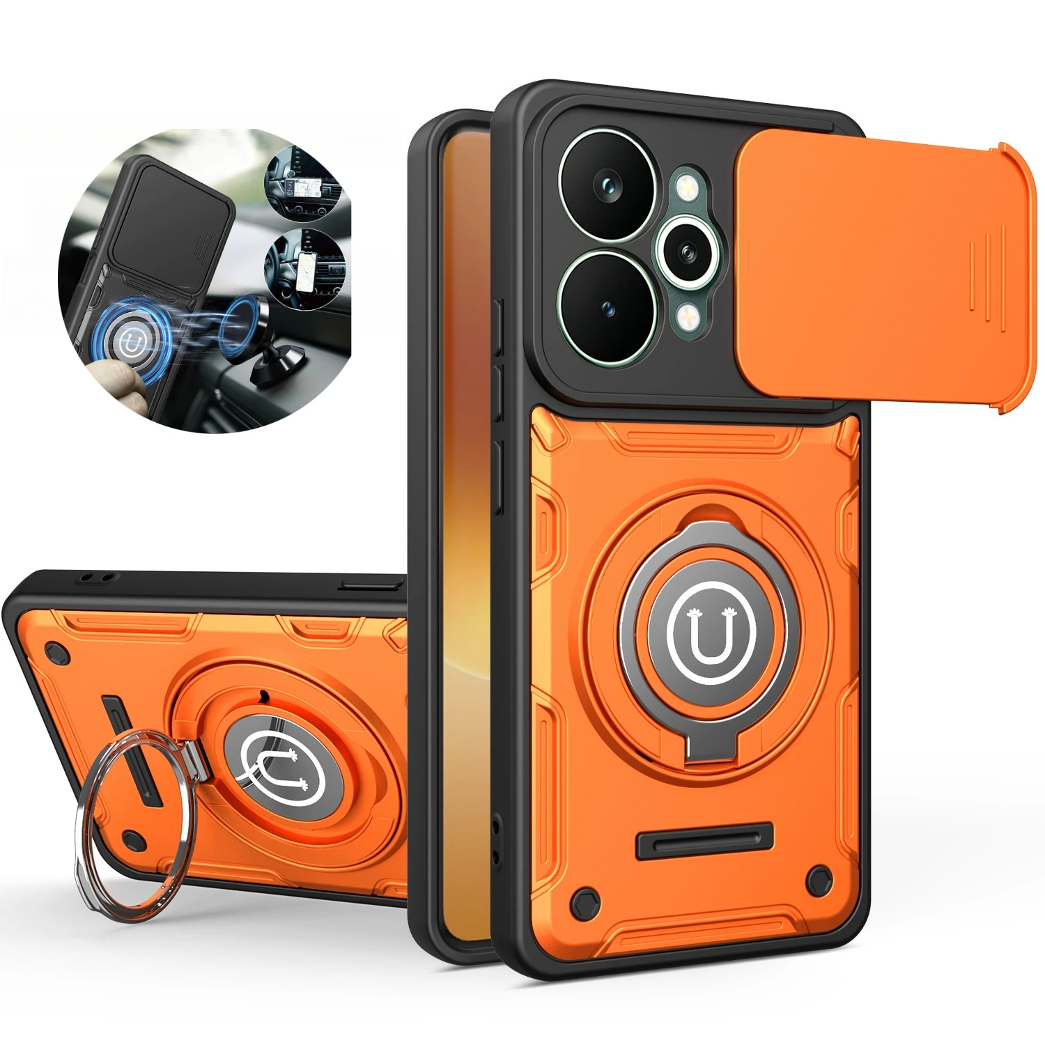 For OPPO Realme 15 5G/Realme 15 Pro 5G 360°degree car mounted rotating magnetic ring holder phone case Magsafe protective cover
For OPPO Realme 15 5G/Realme 15 Pro 5G 360°degree car mounted rotating magnetic ring holder phone case Magsafe protective cover
