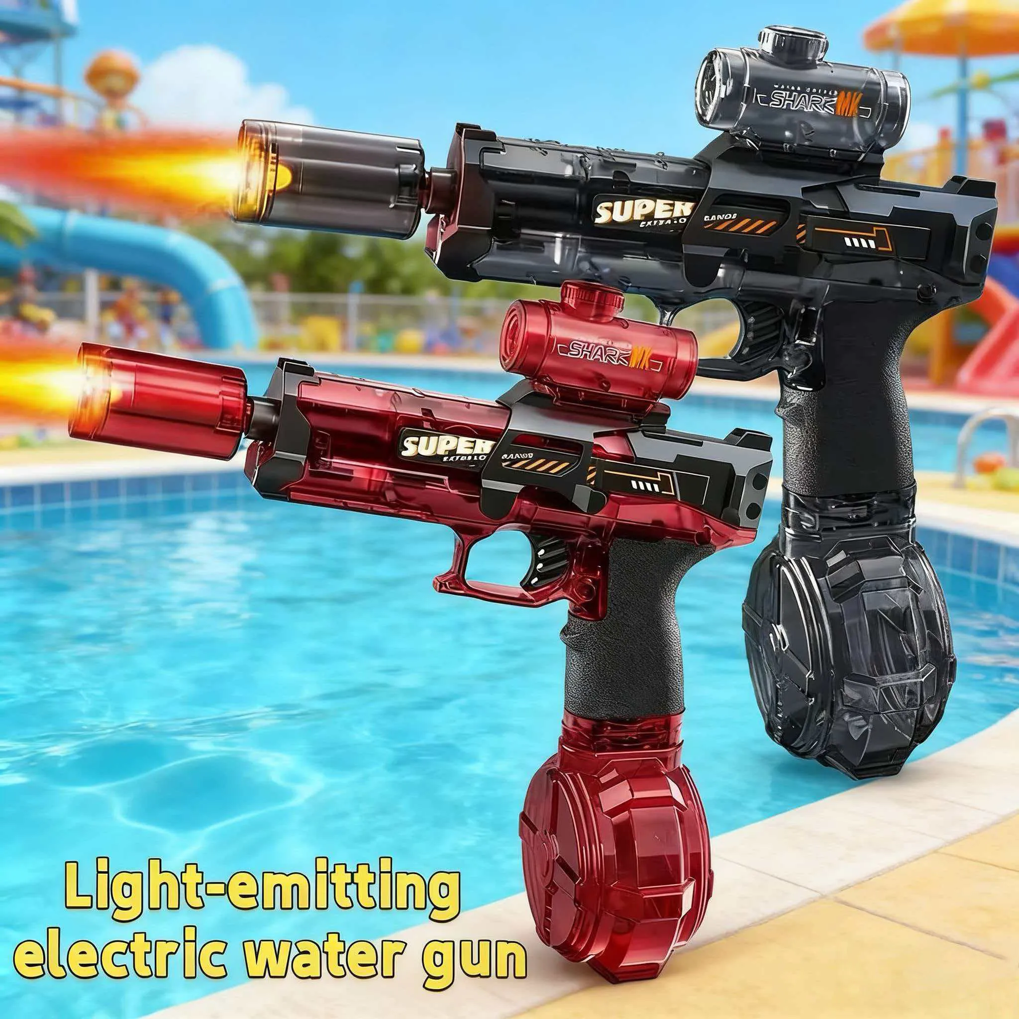New Firelight Electric Continuous-Fire Water Gun with Integrated Pulse Flame Light Summer Outdoor Beach Fights Shooting Game Toy
New Firelight Electric Continuous-Fire Water Gun with Integrated Pulse Flame Light Summer Outdoor Beach Fights Shooting Game Toy