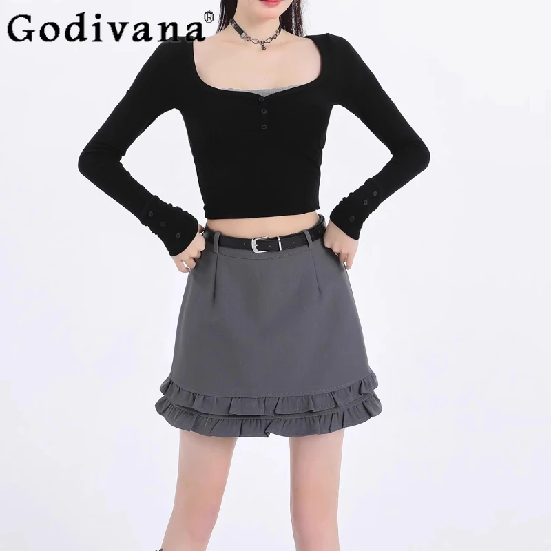 Large Size Spring Summer New Suit Fabric Short Skirt Korean Girls Versatile Sexy Simple High Waist A-line Gray Ruffles Skirts
Large Size Spring Summer New Suit Fabric Short Skirt Korean Girls Versatile Sexy Simple High Waist A-line Gray Ruffles Skirts