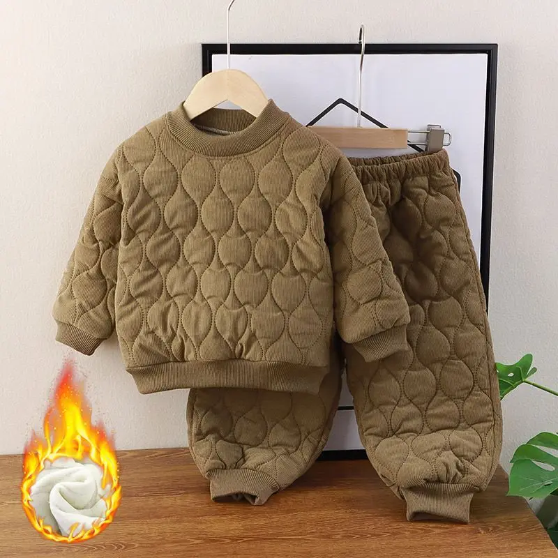 children boys cotton padded thickened pullovers solid warm pants suit kids boys outfits
children boys cotton padded thickened pullovers solid warm pants suit kids boys outfits