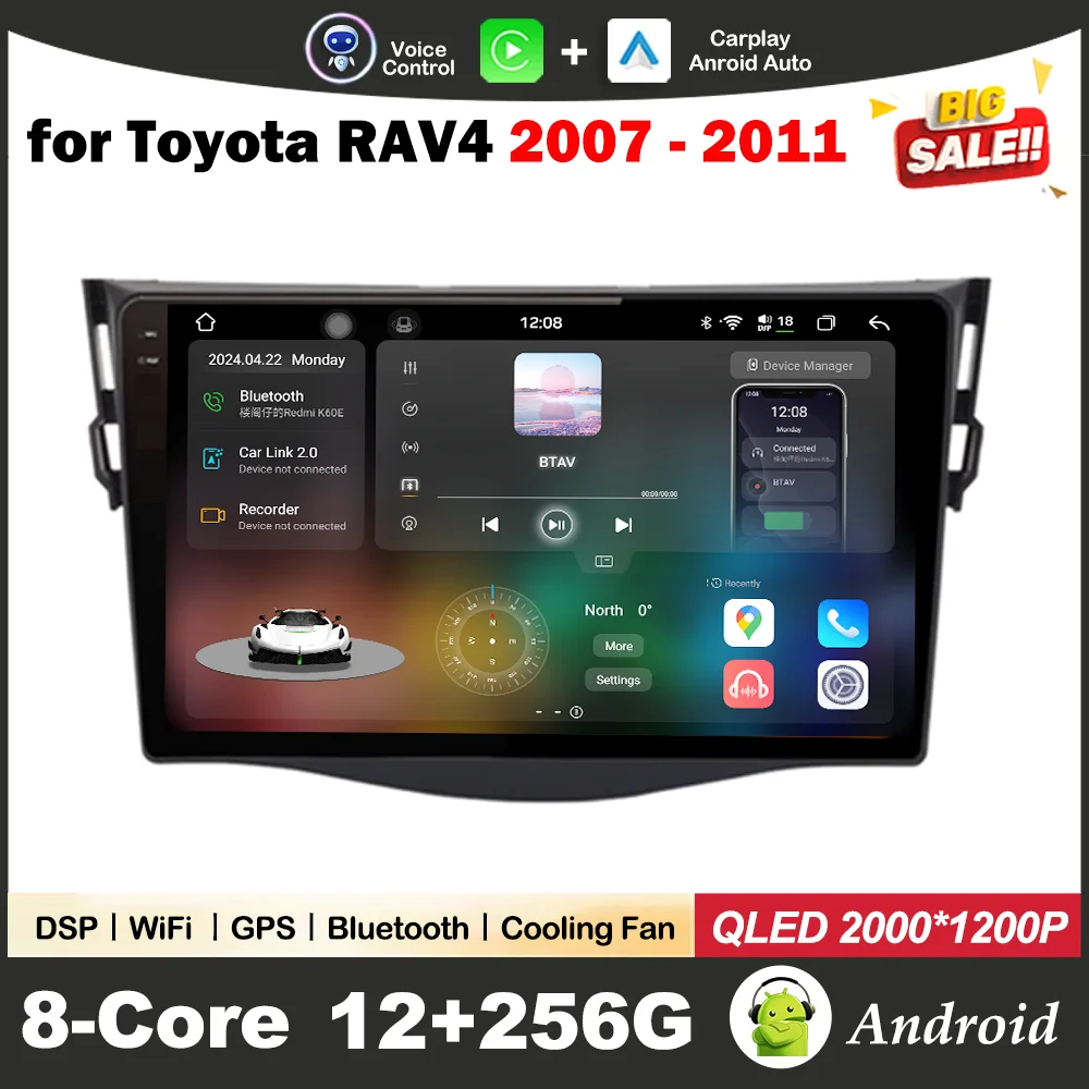 Car Radio Video Mulltmedia Player Android OS System for Toyota RAV4 2007 - 2011 GPS Navi Wireless Carplay WiFi+4G DSP Stereo BT
Car Radio Video Mulltmedia Player Android OS System for Toyota RAV4 2007 - 2011 GPS Navi Wireless Carplay WiFi+4G DSP Stereo BT