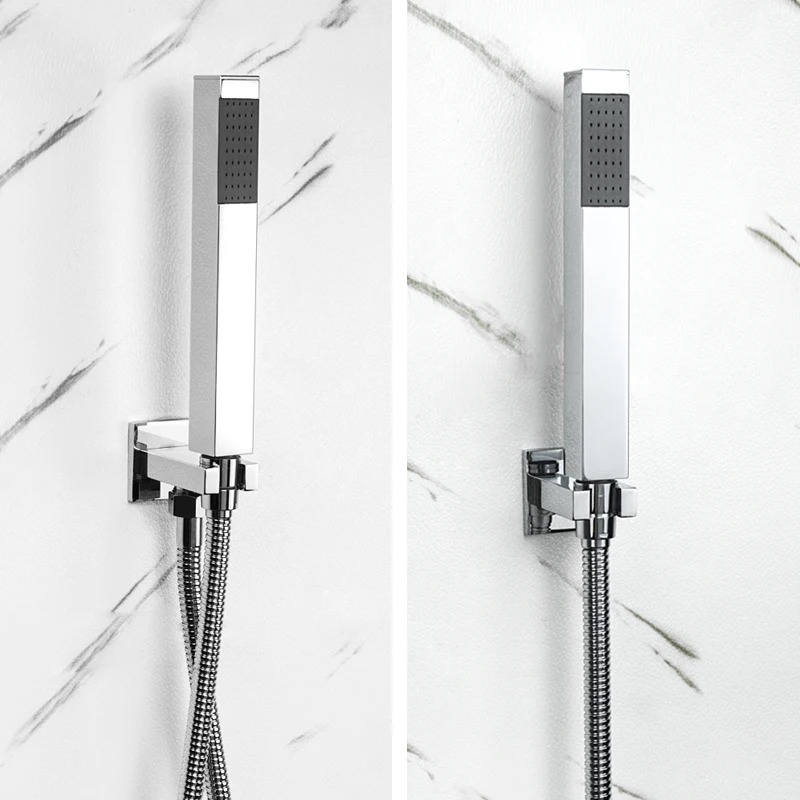 Polished Chrome Square Hand Shower Head 150cm Stainless Steel Shower Hose Brass Shower Holder Wall Mount Faucet Accessories
Polished Chrome Square Hand Shower Head 150cm Stainless Steel Shower Hose Brass Shower Holder Wall Mount Faucet Accessories