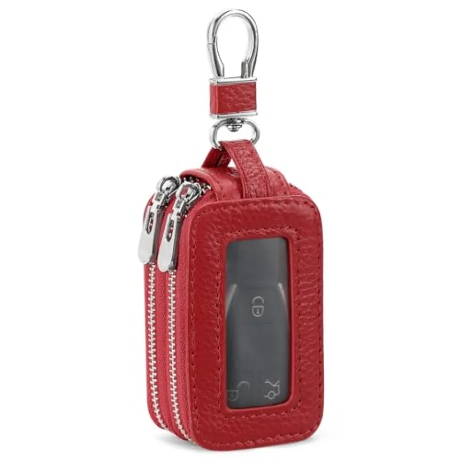 Car Key Fob Case Double Zipper Leather Smart Remote Keychain Protector Holder with Transparent Window
Car Key Fob Case Double Zipper Leather Smart Remote Keychain Protector Holder with Transparent Window