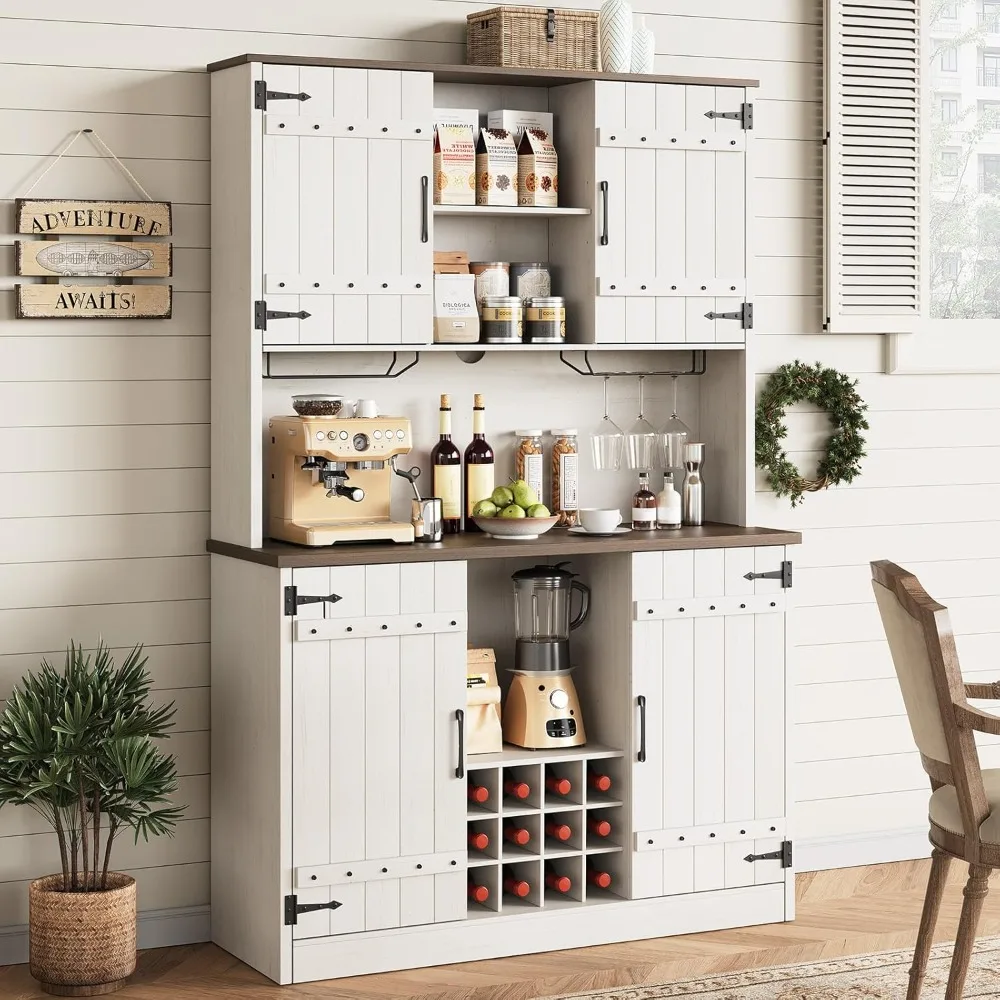 71" Farmhouse Kitchen Pantry Bar Cabinet with Storage and Adjustable Shelves, Wine Cabinet with 12 Wine Racks, Sideboard
71" Farmhouse Kitchen Pantry Bar Cabinet with Storage and Adjustable Shelves, Wine Cabinet with 12 Wine Racks, Sideboard