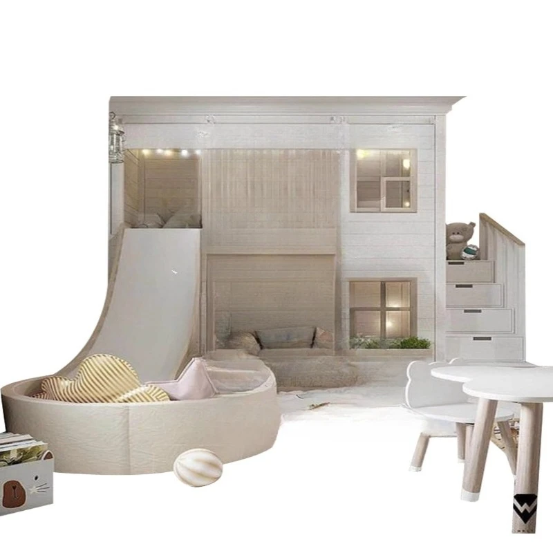 Indoor children's playhouse with slide, bunk beds, bunk beds for girls' secret base
Indoor children's playhouse with slide, bunk beds, bunk beds for girls' secret base
