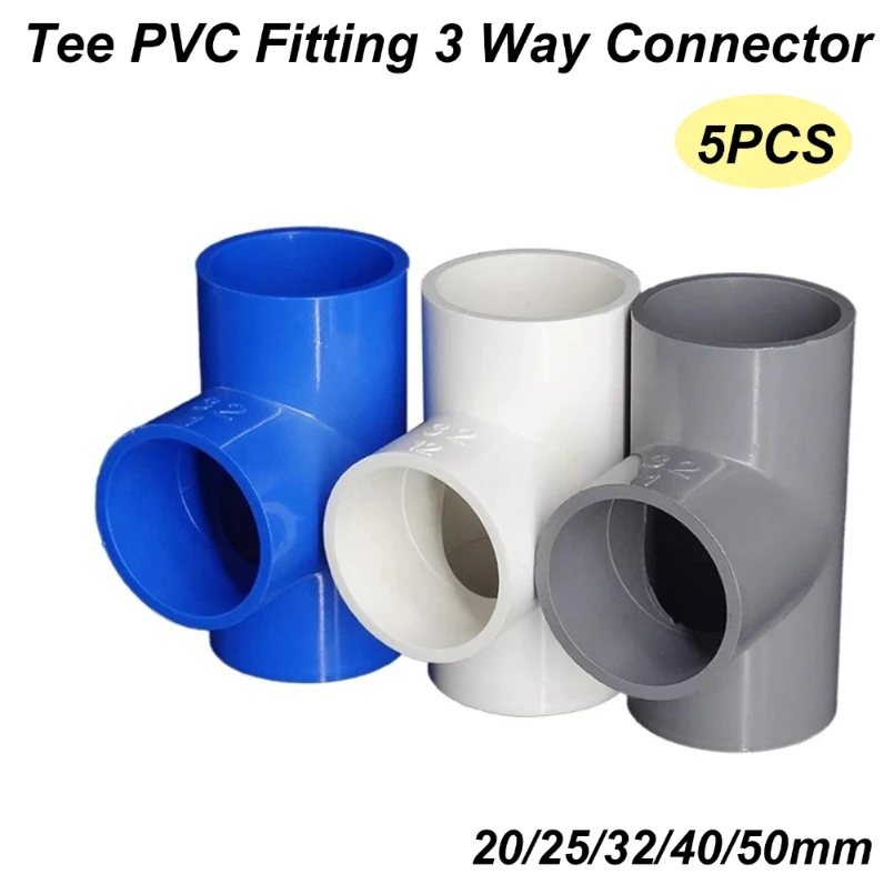 5PCS 20/25/32/40/50mm Tee PVC Fitting 3 Way Connector T-shaped Home Garden Irrigation Aquarium Water Tube Fittings Joint Adapter 
5PCS 20/25/32/40/50mm Tee PVC Fitting 3 Way Connector T-shaped Home Garden Irrigation Aquarium Water Tube Fittings Joint Adapter