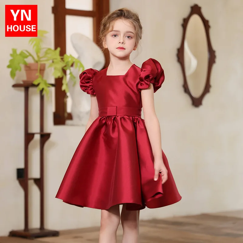 3-14 teen kids girls formal dress European American bubble sleeve princess dress, children's satin festival performance costume 
3-14 teen kids girls formal dress European American bubble sleeve princess dress, children's satin festival performance costume