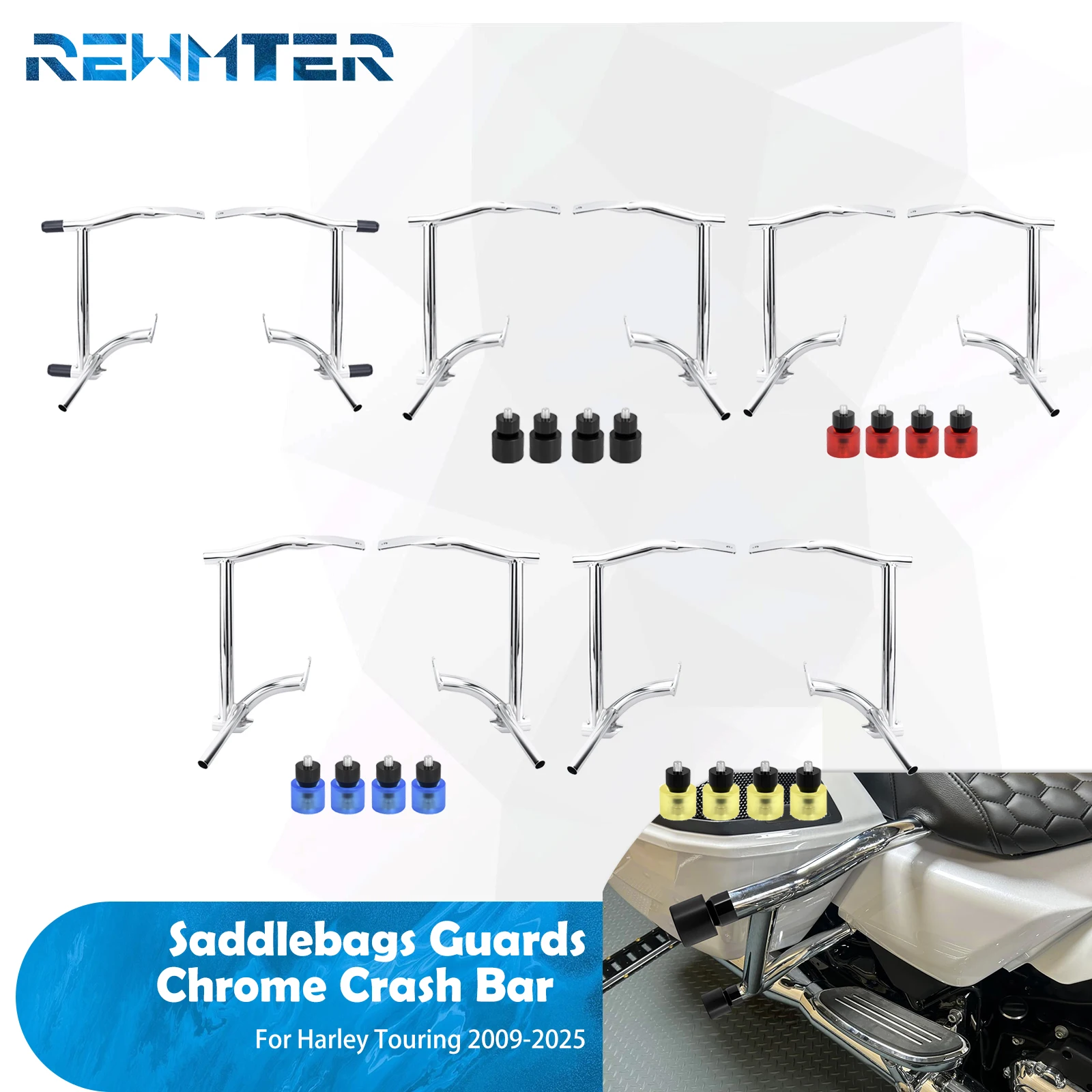 Motorcycle Saddlebags Guards Crash Bars Chrome Rails Bumpers For Harley Touring Road King FLHR Electra Street Glide FLHT 2009-25
Motorcycle Saddlebags Guards Crash Bars Chrome Rails Bumpers For Harley Touring Road King FLHR Electra Street Glide FLHT 2009-25