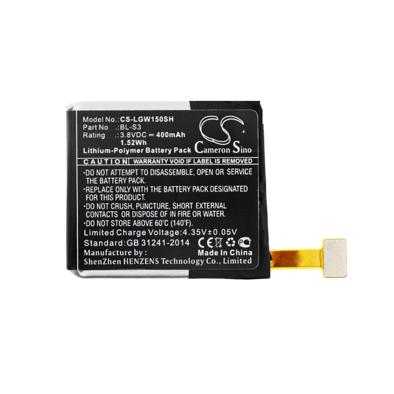 3.8v,400mAh Li-Polymer Smartwatch Battery for LG,W150, Watch Urbane BL-S3
3.8v,400mAh Li-Polymer Smartwatch Battery for LG,W150, Watch Urbane BL-S3