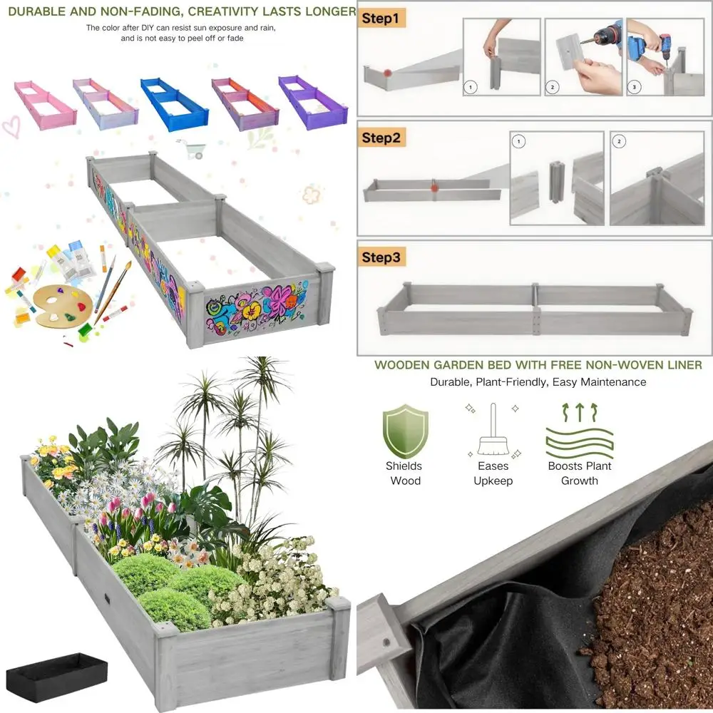 Gray 96x24x9 Outdoor Wooden Raised Garden Bed for Vegetables, Plants, Lawn, Patio
Gray 96x24x9 Outdoor Wooden Raised Garden Bed for Vegetables, Plants, Lawn, Patio