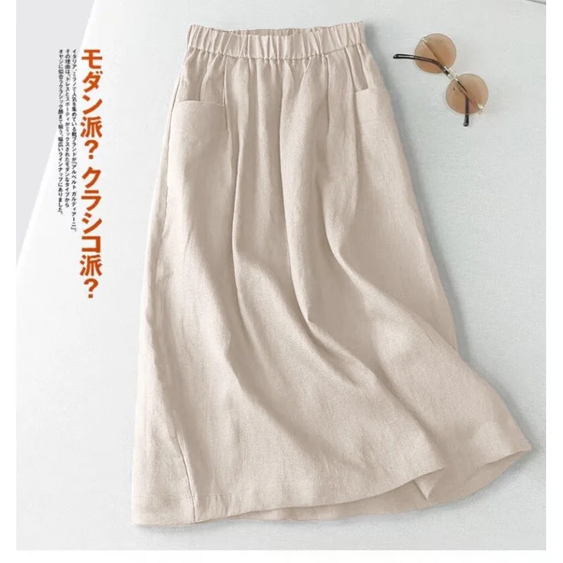 Casual cotton and linen half skirt women's summer new A-line skirt artistic simple half skirt versatile mid length skirt
Casual cotton and linen half skirt women's summer new A-line skirt artistic simple half skirt versatile mid length skirt