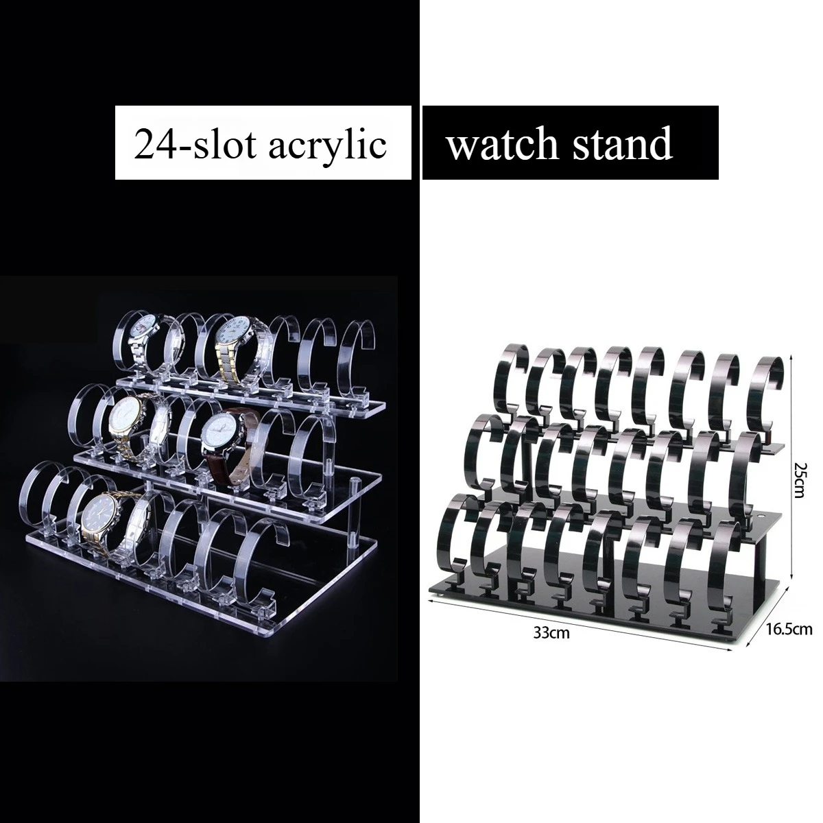 4 Slots Watch Display Stand 3 Tier Acrylic Watch Holder Rack Detachable Watch Organizer for Jewelry Store Countertop Collection