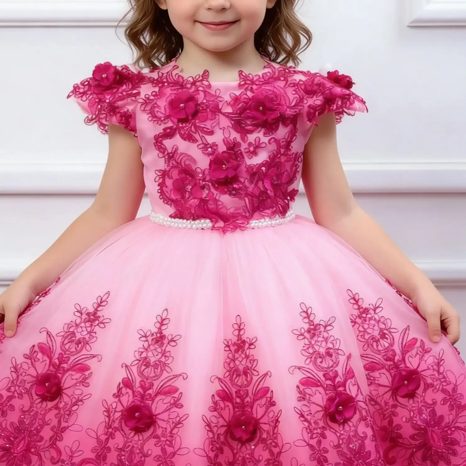 Hot Pink Customized Red Flower Girl Dress for Wedding Lace Appliqued with Bow Girls First Birthday Party Holy Communion Gowm
Hot Pink Customized Red Flower Girl Dress for Wedding Lace Appliqued with Bow Girls First Birthday Party Holy Communion Gowm