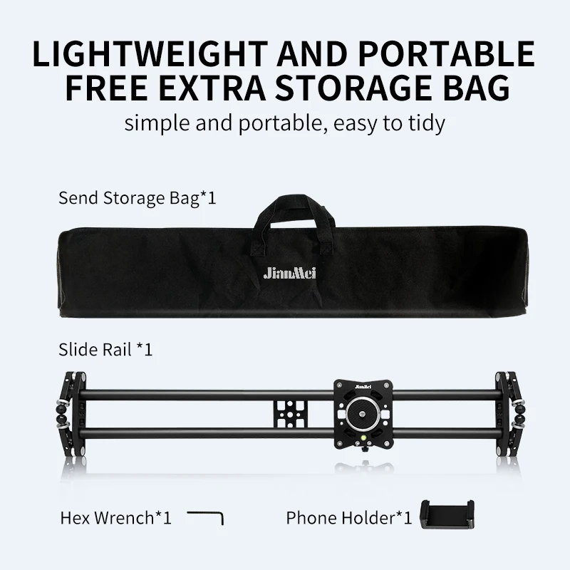 Jianmei S6-120cm Factory Wholesale Professional Camera Track Slider Manual Short Video Shooting Mobile DSLR Stabilizer
Jianmei S6-120cm Factory Wholesale Professional Camera Track Slider Manual Short Video Shooting Mobile DSLR Stabilizer