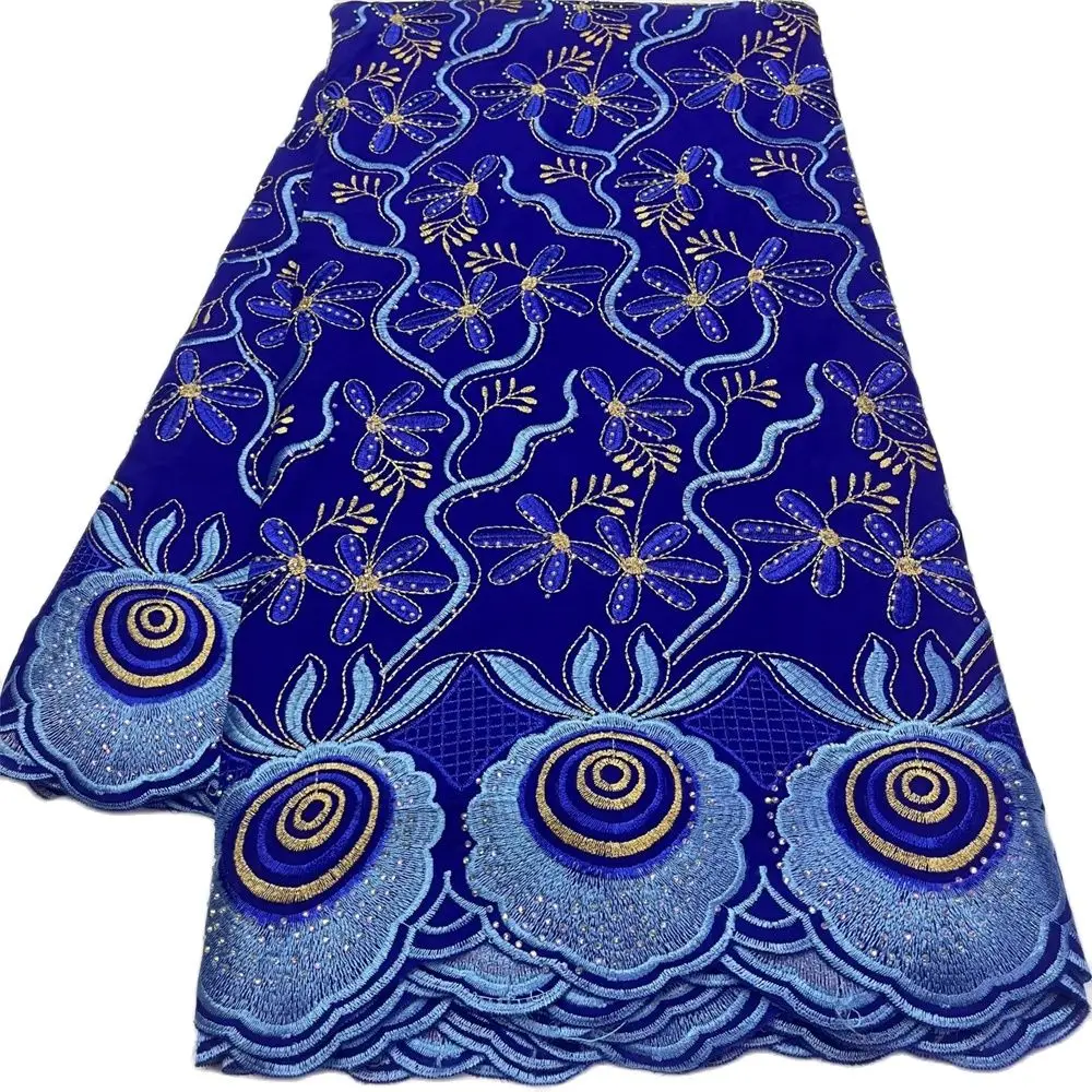 Swiss Voile Lace Embroidered Fabric with Stones, Royal Blue, Cotton, High Quality, 5 Yards
Swiss Voile Lace Embroidered Fabric with Stones, Royal Blue, Cotton, High Quality, 5 Yards