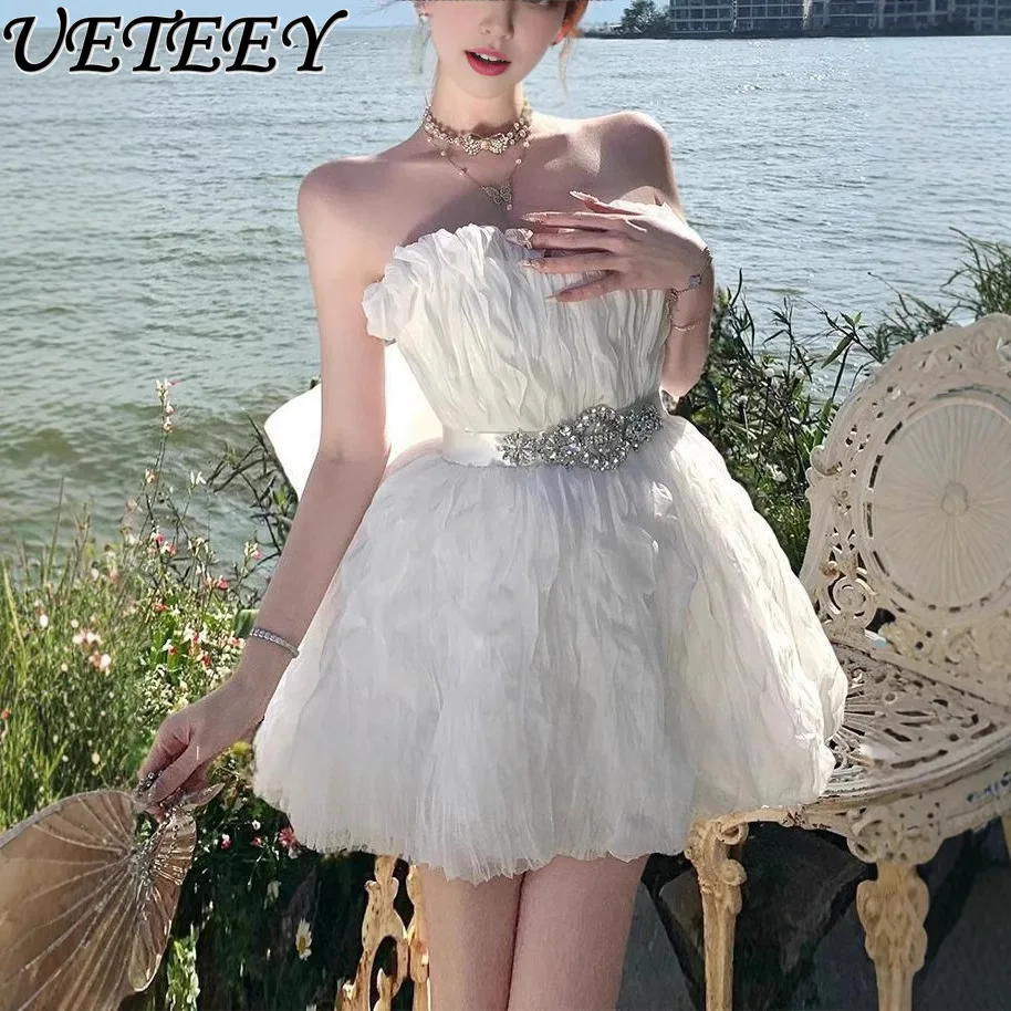 French White Off-shoulder Tube Top Dress Socialite Heavy Industry Diamond-encrusted Big Bow Birthday Party Temperament Dresses
French White Off-shoulder Tube Top Dress Socialite Heavy Industry Diamond-encrusted Big Bow Birthday Party Temperament Dresses