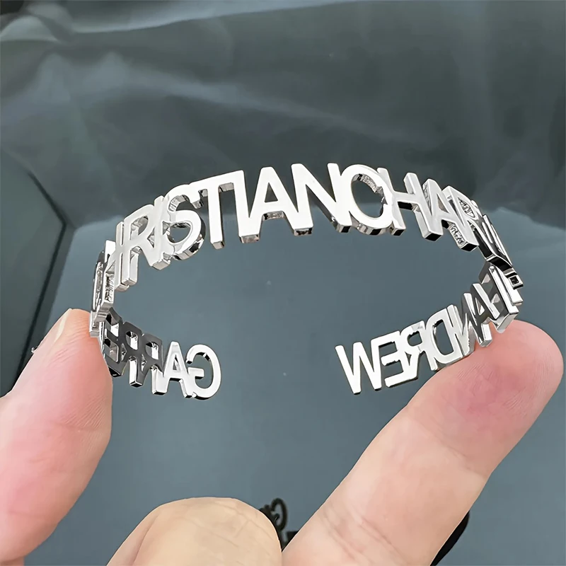 Custom Name Bracelet Personalized Stainless Steel Name Bangle Custom 18K Gold Women's Jewelry Opening Bracelet Mother'S Day Gift
Custom Name Bracelet Personalized Stainless Steel Name Bangle Custom 18K Gold Women's Jewelry Opening Bracelet Mother'S Day Gift