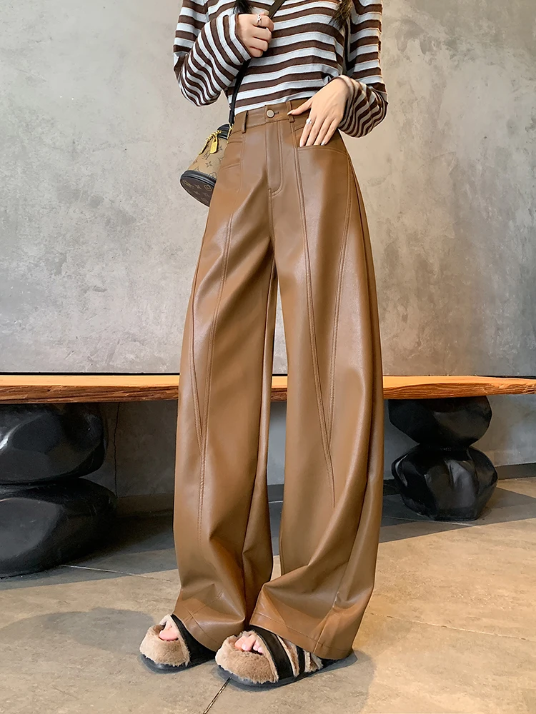 Y2K Matte PU Pants Women Korean Fashion Faux Leather Black Pants Wide Leg Loose Casual Wide Leg Trousers Coffee Pants Female
Y2K Matte PU Pants Women Korean Fashion Faux Leather Black Pants Wide Leg Loose Casual Wide Leg Trousers Coffee Pants Female