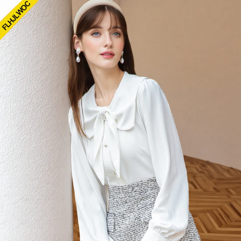 White French Puff-Sleeve Blouse for Women Cute Sweet Girls Spring Summer New Sailor Collar Top Bow Tie Lace-Up White Shirts
White French Puff-Sleeve Blouse for Women Cute Sweet Girls Spring Summer New Sailor Collar Top Bow Tie Lace-Up White Shirts