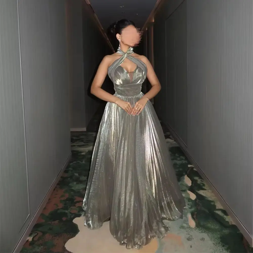 Sparkly Gray Halter Long Bespoke Occasion Gown Evening Dresses Prom Pastrol Unisex Jersey Retro Dubai Saudi Arabic Customized
Sparkly Gray Halter Long Bespoke Occasion Gown Evening Dresses Prom Pastrol Unisex Jersey Retro Dubai Saudi Arabic Customized