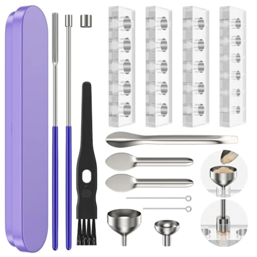 15Psc Filling Tools Tray Kit - Capsule Tamper Filler Maker Tool and Tray Holder - for Home and Lab Empty Gel Spoon Scoops Funne
15Psc Filling Tools Tray Kit - Capsule Tamper Filler Maker Tool and Tray Holder - for Home and Lab Empty Gel Spoon Scoops Funne
