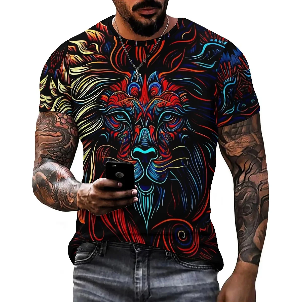 T-Shirt Designer's New American Aesthetic Men's 3D Printed Short-Sleeve T-Shirt - All-Over Print Men's Wear
T-Shirt Designer's New American Aesthetic Men's 3D Printed Short-Sleeve T-Shirt - All-Over Print Men's Wear