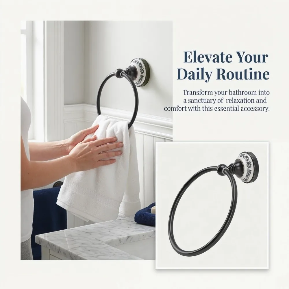 Durable Brass Towel Ring Round Shape Black Towel Holder Vintage Wall Mount Towel Rack Bathroom Kitchen Washroom
Durable Brass Towel Ring Round Shape Black Towel Holder Vintage Wall Mount Towel Rack Bathroom Kitchen Washroom