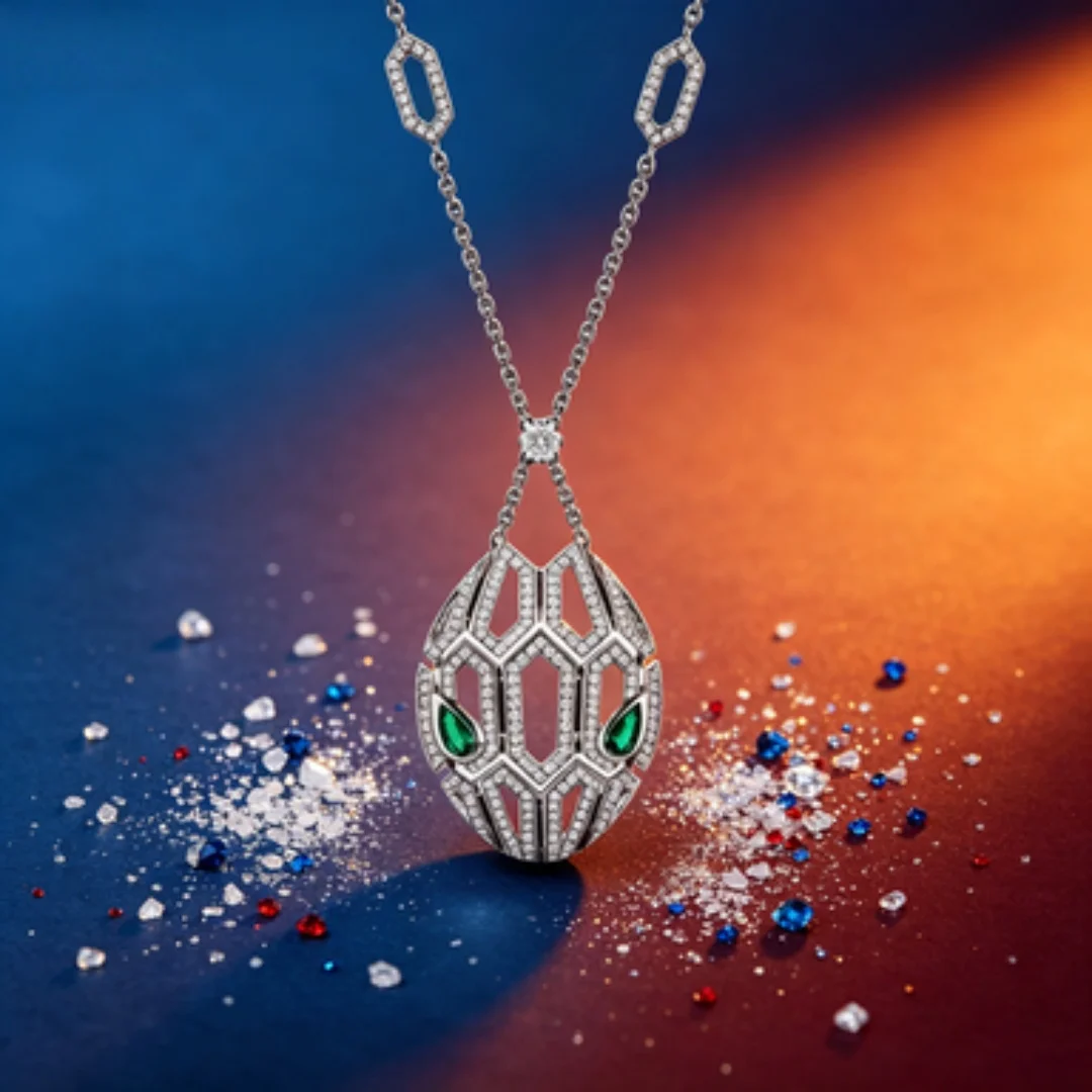 European and American luxury full diamond snake necklace emerald high-end pendant
European and American luxury full diamond snake necklace emerald high-end pendant