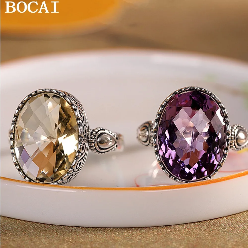 BOCAI S925 Серебряное стильное и атмосферное женское кольцо с инкрустацией желтым кристаллом и аметистом
BOCAI S925 Серебряное стильное и атмосферное женское кольцо с инкрустацией желтым кристаллом и аметистом